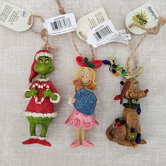 Jim Shore Grinch Ornament Set - Santa Grinch, Cindy Lou & Max the Dog - New NWT - Picture 1 of 4